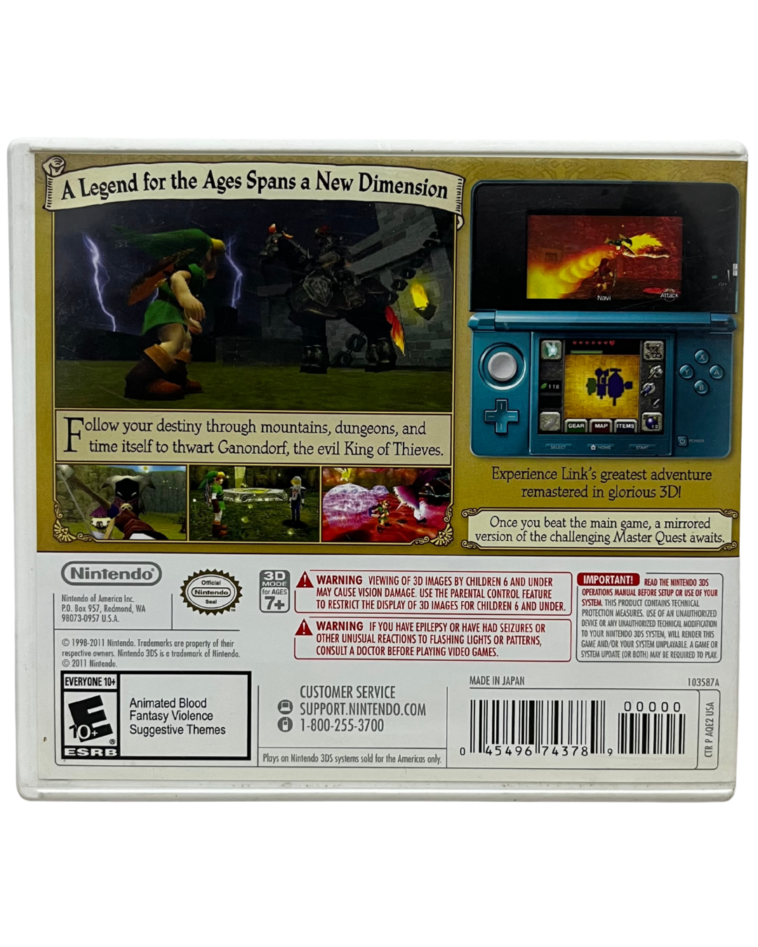 The Legend of Zelda: Ocarina of Time (Nintendo 3DS, 2011) CIB