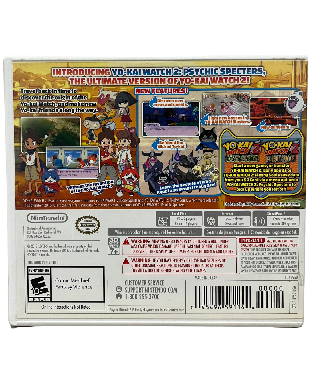 Yo-Kai Watch 2: Psychic Specters (Nintendo 3DS, 2017)